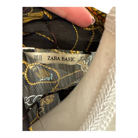 ZARA Chain Detail Button Blouse with Tie Neck Sz M - Picture 10 of 10